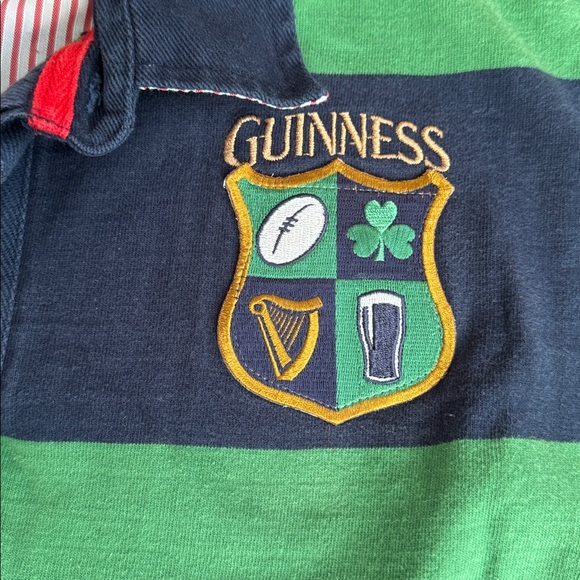 🍀Guinness green/navy striped rugby shirt. Size M. - Picture 2 of 10
